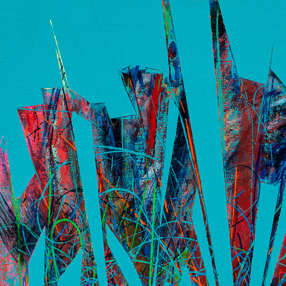 sans titre 
 2025-09. Acrylique, peinture solide et encre à alcool sur bois. 30 x 30 cm. 
2025 – Dominique Vial