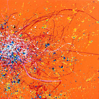 sans titre 
 2025-10. Acrylique, peinture solide et encre à alcool sur bois. 20 x 20 cm. 
2025 – Dominique Vial