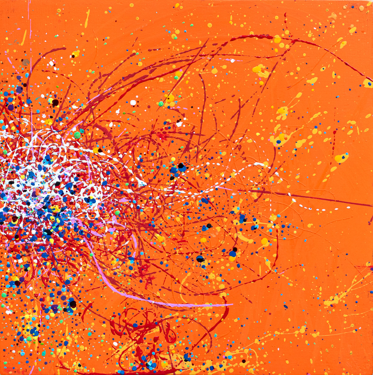 sans titre 
 2025-10. Acrylique, peinture solide et encre à alcool sur bois. 20 x 20 cm. 
2025 – Dominique Vial