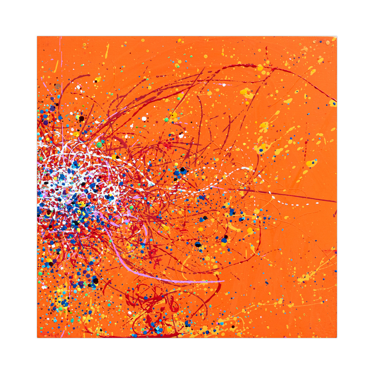 sans titre 
 2025-10. Acrylique, peinture solide et encre à alcool sur bois. 20 x 20 cm. 
2025 – Dominique Vial