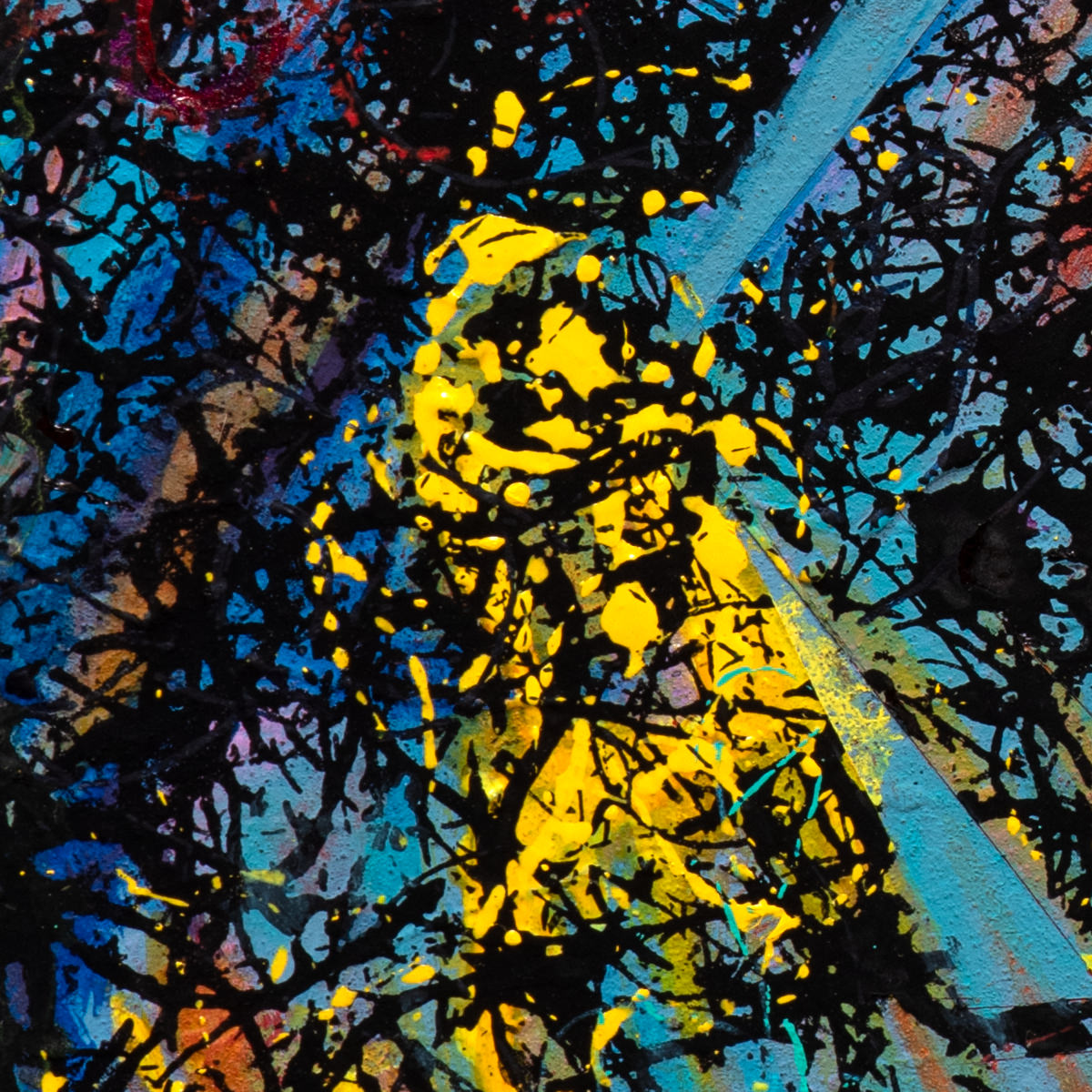 sans titre 
 2025-11. Acrylique, peinture solide et encre à alcool sur bois. 50 x 50 cm. 
2025 – Dominique Vial