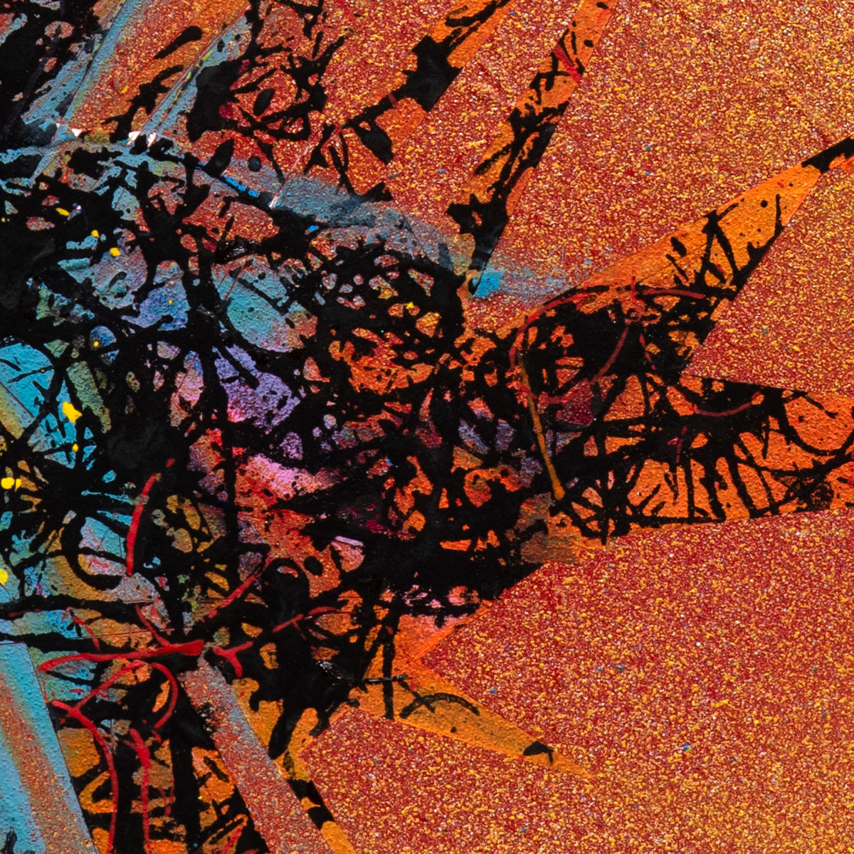 sans titre 
 2025-11. Acrylique, peinture solide et encre à alcool sur bois. 50 x 50 cm. 
2025 – Dominique Vial