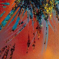 sans titre 
 2025-11. Acrylique, peinture solide et encre à alcool sur bois. 50 x 50 cm. 
2025 – Dominique Vial