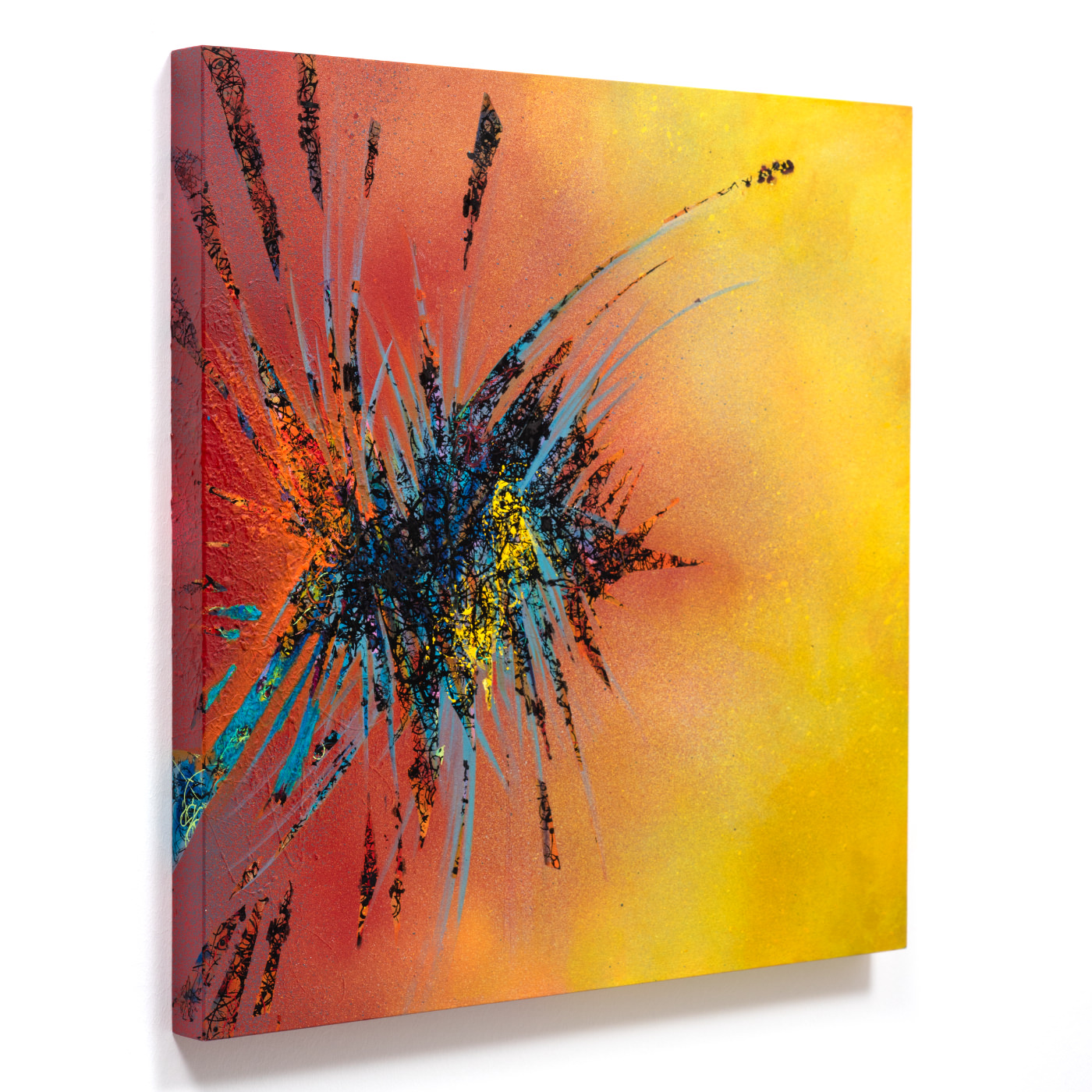 sans titre 
 2025-11. Acrylique, peinture solide et encre à alcool sur bois. 50 x 50 cm. 
2025 – Dominique Vial