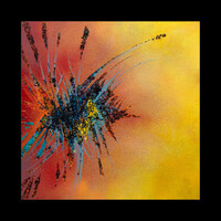 sans titre 
 2025-11. Acrylique, peinture solide et encre à alcool sur bois. 50 x 50 cm. 
2025 – Dominique Vial