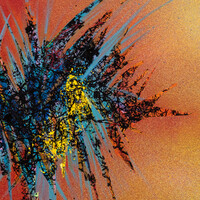 sans titre 
 2025-11. Acrylique, peinture solide et encre à alcool sur bois. 50 x 50 cm. 
2025 – Dominique Vial