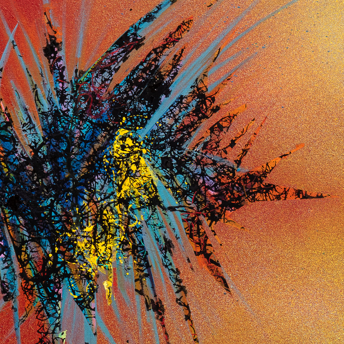 sans titre 
 2025-11. Acrylique, peinture solide et encre à alcool sur bois. 50 x 50 cm. 
2025 – Dominique Vial