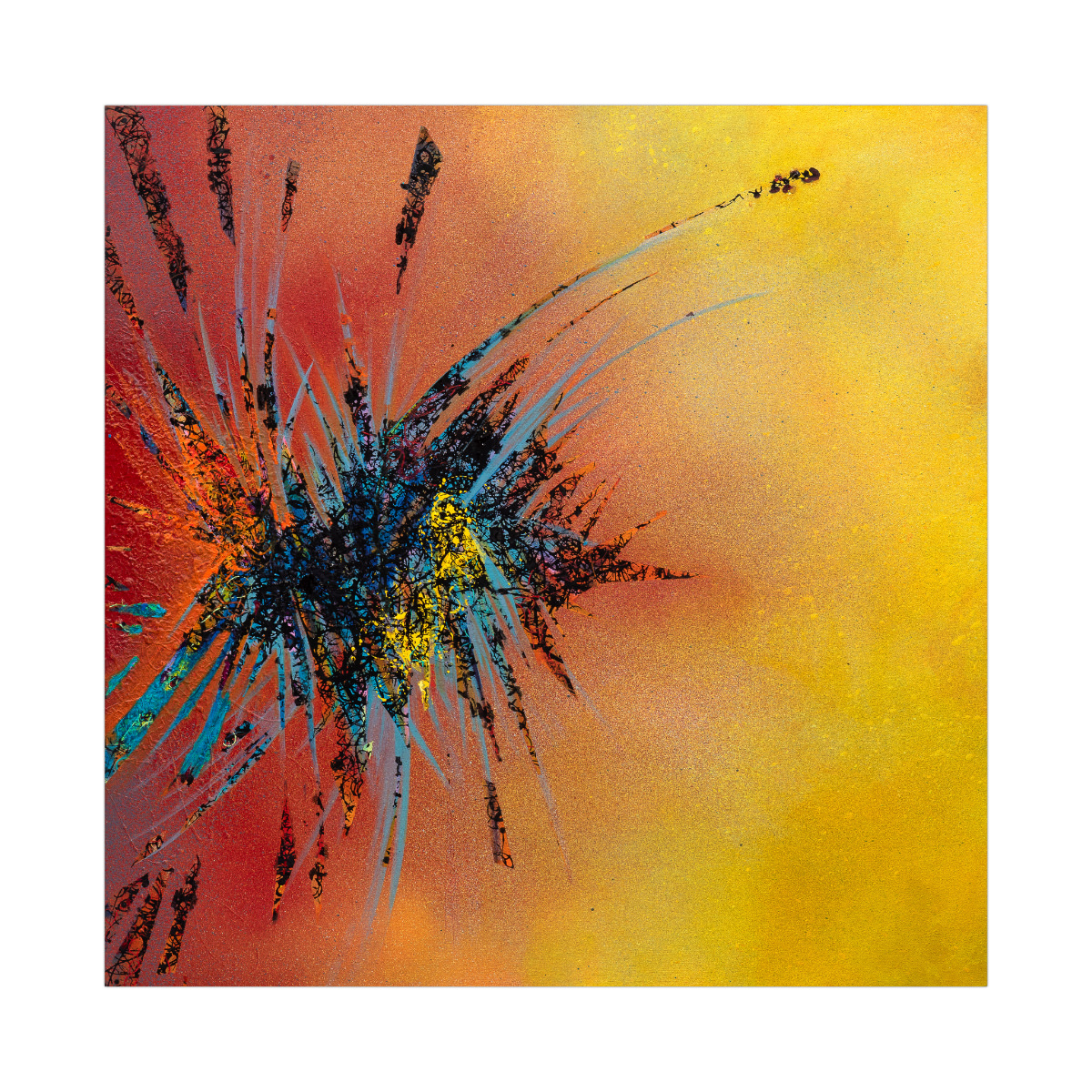 sans titre 
 2025-11. Acrylique, peinture solide et encre à alcool sur bois. 50 x 50 cm. 
2025 – Dominique Vial