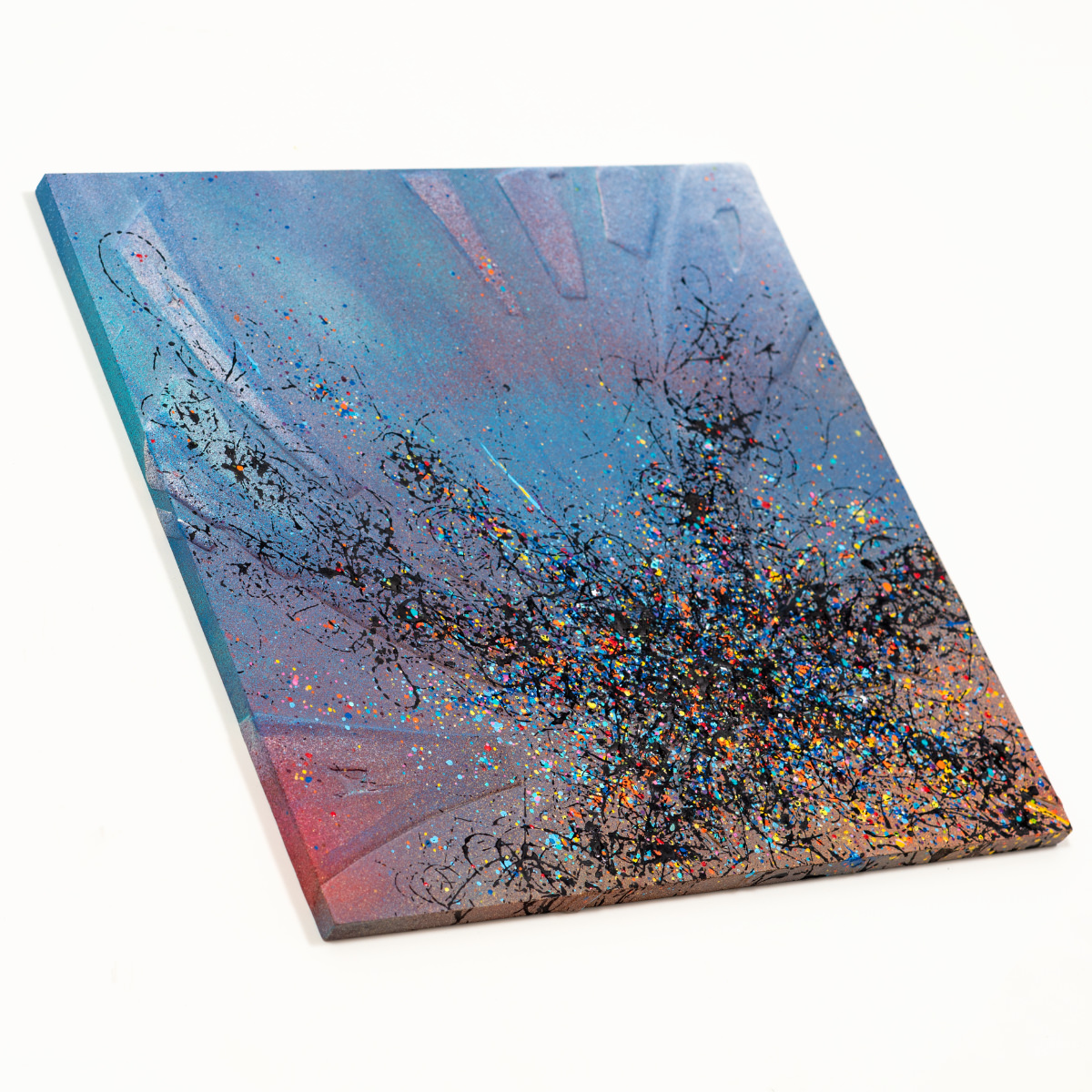 sans titre 
 2025-12. Acrylique, encres à alcool et gesso sur bois. 30 x 30 cm. 
2025 – Dominique Vial