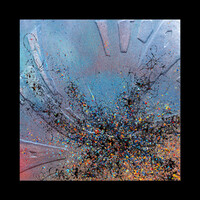 sans titre 
 2025-12. Acrylique, encres à alcool et gesso sur bois. 30 x 30 cm. 
2025 – Dominique Vial