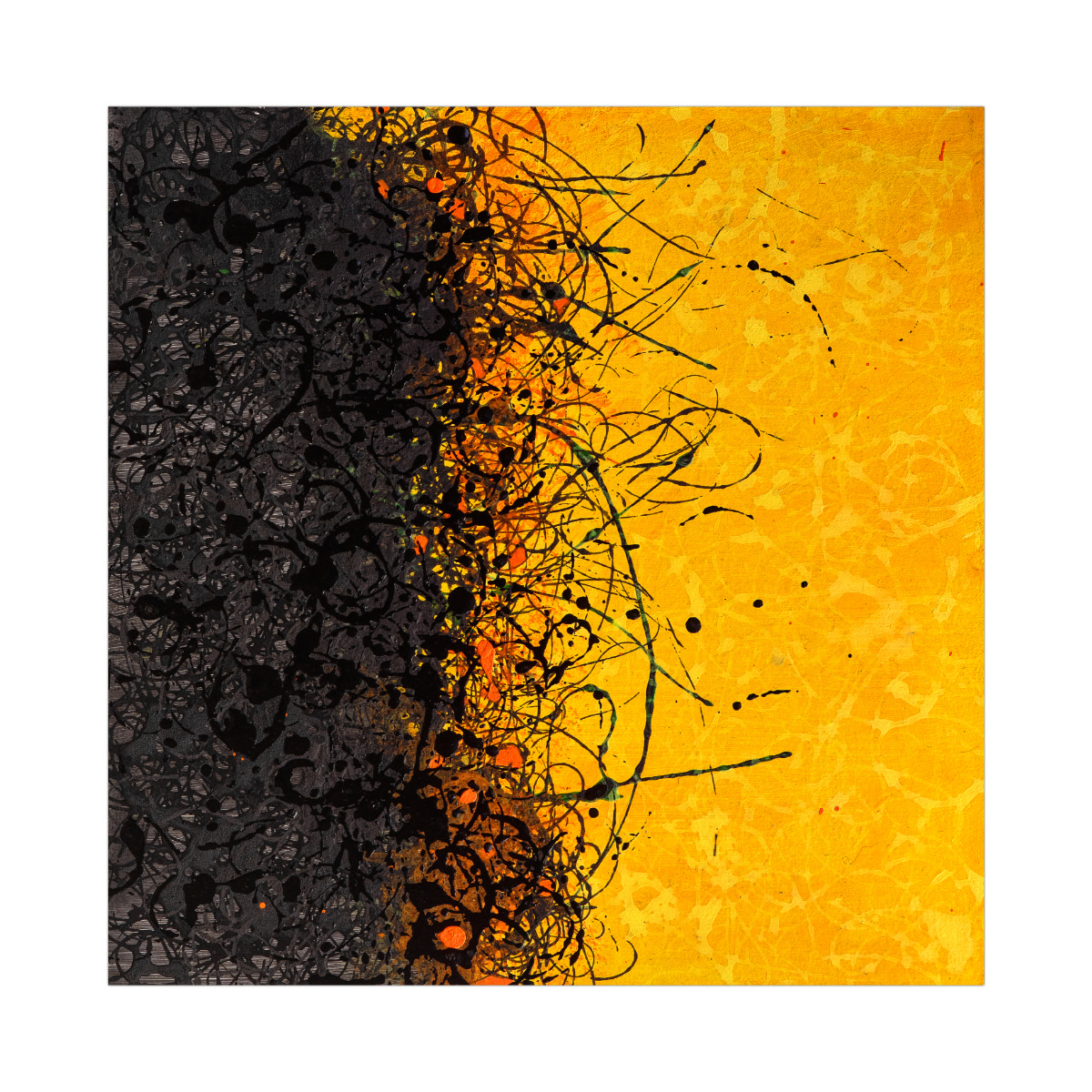 sans titre 
 2025-13. Acrylique et encres à base d’alcool sur bois. 20 x 20 cm. 
2025 – Dominique Vial