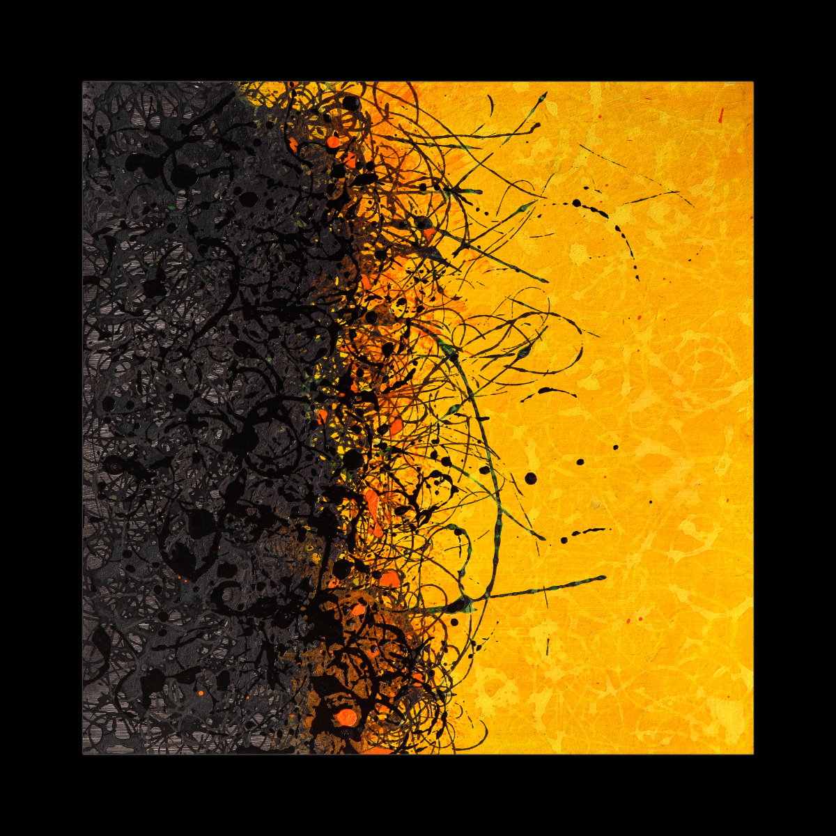 sans titre 
 2025-13. Acrylique et encres à base d’alcool sur bois. 20 x 20 cm. 
2025 – Dominique Vial