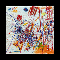 sans titre 
 2025-14. Acrylique, encres à alcool, peinture solide et gesso sur bois. 20 x 20 cm. 
2025 – Dominique Vial