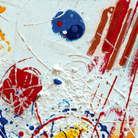 sans titre 
 2025-14. Acrylique, encres à alcool, peinture solide et gesso sur bois. 20 x 20 cm. 
2025 – Dominique Vial