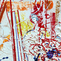 sans titre 
 2025-14. Acrylique, encres à alcool, peinture solide et gesso sur bois. 20 x 20 cm. 
2025 – Dominique Vial