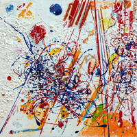 sans titre 
 2025-14. Acrylique, encres à alcool, peinture solide et gesso sur bois. 20 x 20 cm. 
2025 – Dominique Vial