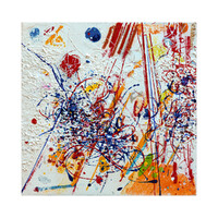 sans titre 
 2025-14. Acrylique, encres à alcool, peinture solide et gesso sur bois. 20 x 20 cm. 
2025 – Dominique Vial